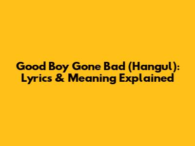 Good Boy Gone Bad (Hangul): Lyrics & Meaning Explained