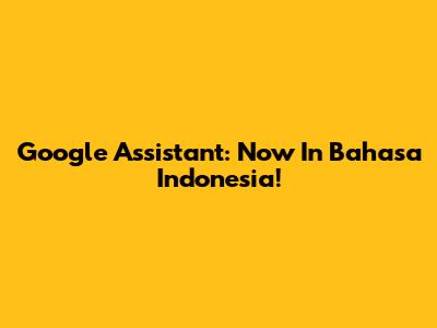 Google Assistant: Now In Bahasa Indonesia!