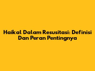 Haikal Dalam Resusitasi: Definisi Dan Peran Pentingnya
