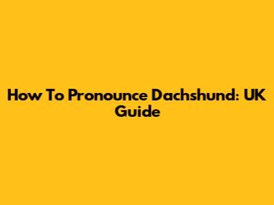 How To Pronounce Dachshund: UK Guide