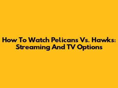 How To Watch Pelicans Vs. Hawks: Streaming And TV Options