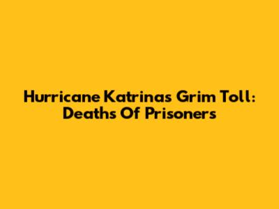 Hurricane Katrina's Grim Toll: Deaths Of Prisoners