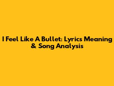 I Feel Like A Bullet: Lyrics Meaning & Song Analysis