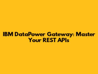 IBM DataPower Gateway: Master Your REST APIs
