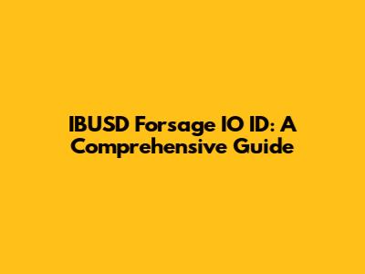 IBUSD Forsage IO ID: A Comprehensive Guide