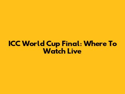 ICC World Cup Final: Where To Watch Live
