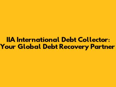 IIA International Debt Collector: Your Global Debt Recovery Partner