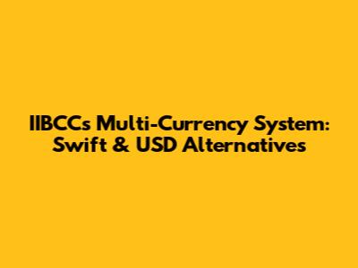 IIBCC's Multi-Currency System: Swift & USD Alternatives