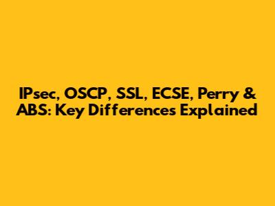 IPsec, OSCP, SSL, ECSE, Perry & ABS: Key Differences Explained