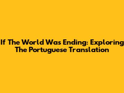 If The World Was Ending: Exploring The Portuguese Translation