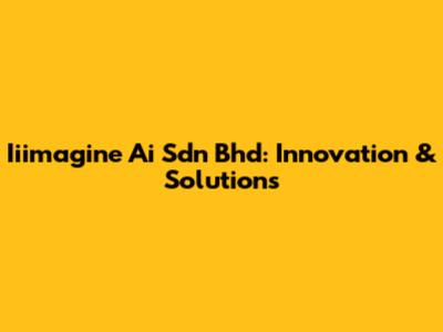 Iiimagine Ai Sdn Bhd: Innovation & Solutions