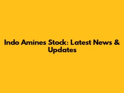 Indo Amines Stock: Latest News & Updates