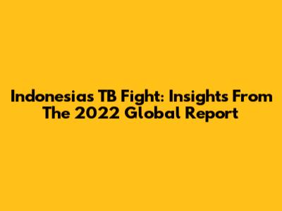 Indonesia's TB Fight: Insights From The 2022 Global Report