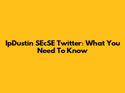 IpDustin SEcSE Twitter: What You Need To Know