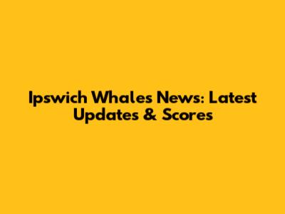 Ipswich Whales News: Latest Updates & Scores
