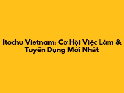 Itochu Vietnam: Cơ Hội Việc Làm & Tuyển Dụng Mới Nhất