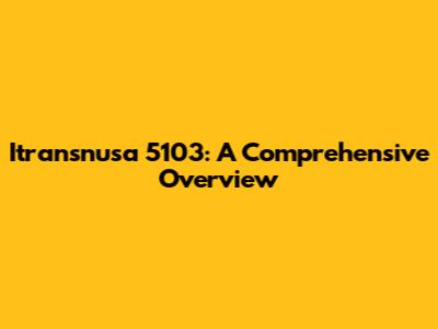 Itransnusa 5103: A Comprehensive Overview