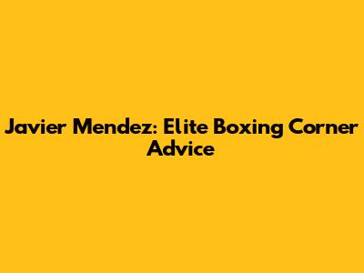Javier Mendez: Elite Boxing Corner Advice
