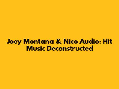 Joey Montana & Nico Audio: Hit Music Deconstructed