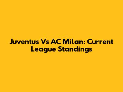Juventus Vs AC Milan: Current League Standings