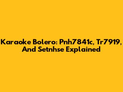 Karaoke Bolero: Pnh7841c, Tr7919, And Setnhse Explained