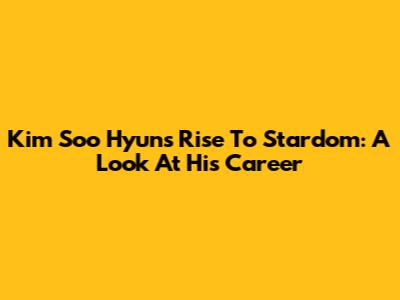 Kim Soo Hyun's Rise To Stardom: A Look At His Career
