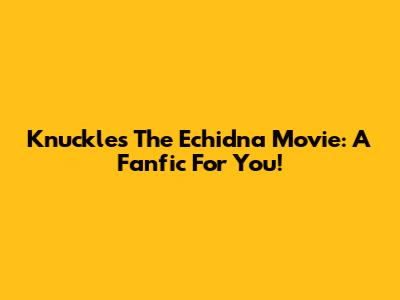 Knuckles The Echidna Movie: A Fanfic For You!