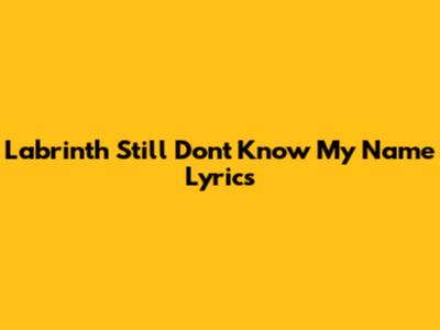 Labrinth Still Don't Know My Name Lyrics
