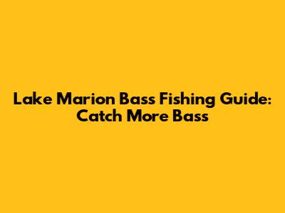 Lake Marion Bass Fishing Guide: Catch More Bass