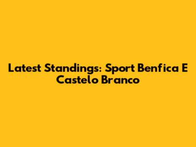Latest Standings: Sport Benfica E Castelo Branco