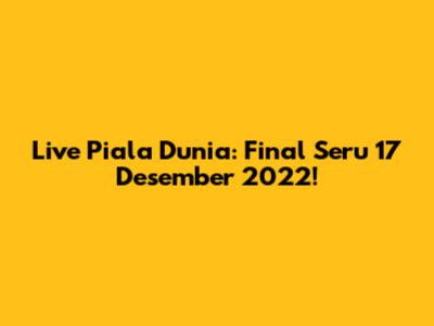 Live Piala Dunia: Final Seru 17 Desember 2022!