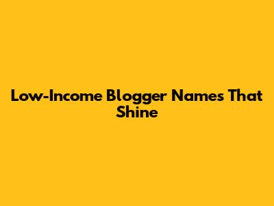 Low-Income Blogger Names That Shine