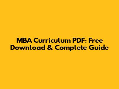MBA Curriculum PDF: Free Download & Complete Guide