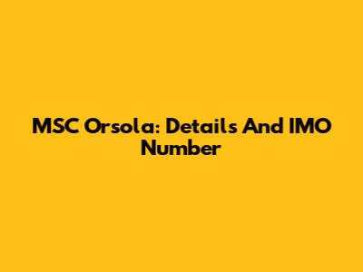 MSC Orsola: Details And IMO Number