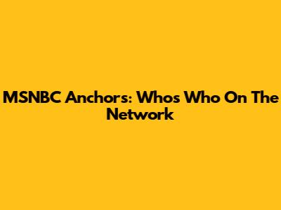 MSNBC Anchors: Who's Who On The Network