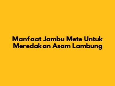 Manfaat Jambu Mete Untuk Meredakan Asam Lambung