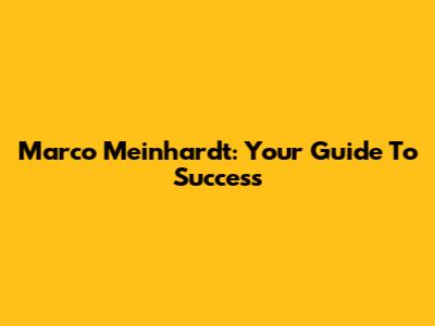 Marco Meinhardt: Your Guide To Success