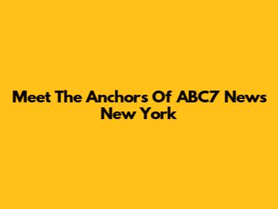 Meet The Anchors Of ABC7 News New York