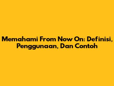 Memahami 'From Now On': Definisi, Penggunaan, Dan Contoh