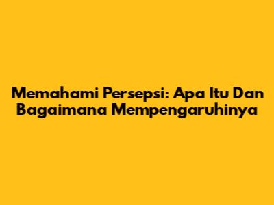 Memahami Persepsi: Apa Itu Dan Bagaimana Mempengaruhinya