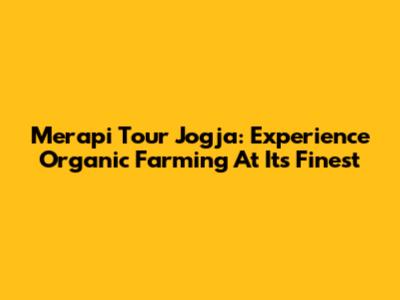 Merapi Tour Jogja: Experience Organic Farming At Its Finest