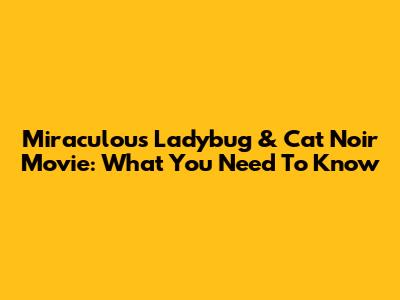 Miraculous Ladybug & Cat Noir Movie: What You Need To Know