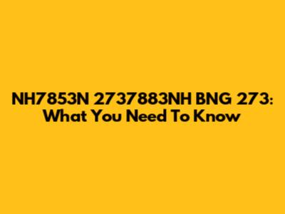 NH7853N 2737883NH BNG 273: What You Need To Know