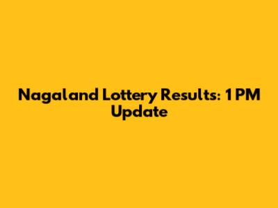 Nagaland Lottery Results: 1 PM Update
