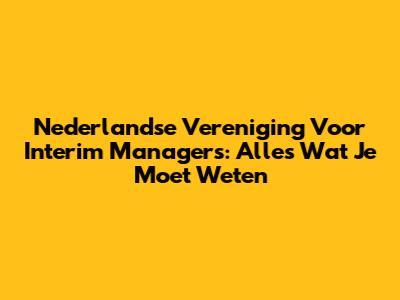 Nederlandse Vereniging Voor Interim Managers: Alles Wat Je Moet Weten