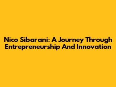 Nico Sibarani: A Journey Through Entrepreneurship And Innovation