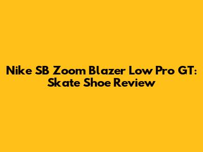 Nike SB Zoom Blazer Low Pro GT: Skate Shoe Review