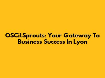 OSCilSprouts: Your Gateway To Business Success In Lyon