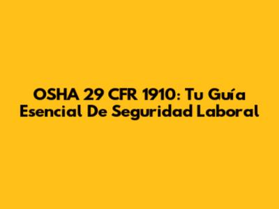 OSHA 29 CFR 1910: Tu Guía Esencial De Seguridad Laboral