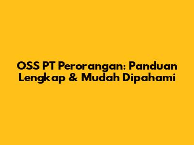OSS PT Perorangan: Panduan Lengkap & Mudah Dipahami